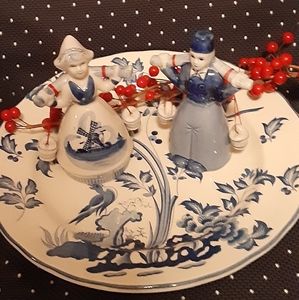DELFT blue Holland vintage porcelain blue Dutch Girl milk maid  & dutch Boy